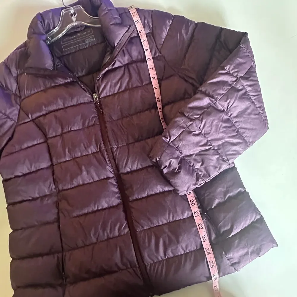 Eddie Bauer Down Coat Womens Size 1X Purple Quilted Ski Winter Outdoor Jacket